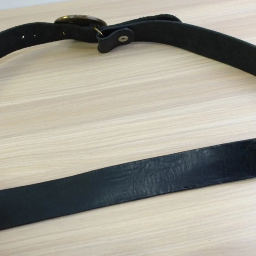 VTG Western Heavy Rodeo Belt Mens 46 Black PROPERTS LEATHER SADDLE‎ SOAP Buckle